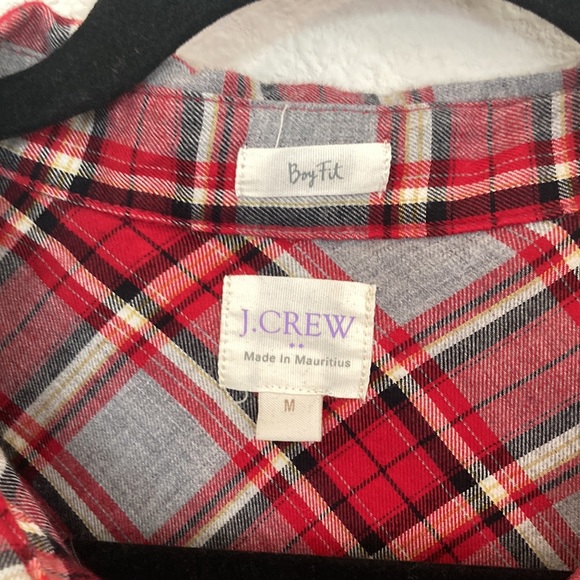 J. Crew Red Plaid Flannel Boy Fit Button Down Shirt - Picture 2 of 6